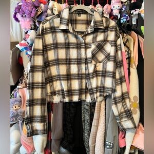Plaid Cropped Button Up Flannel